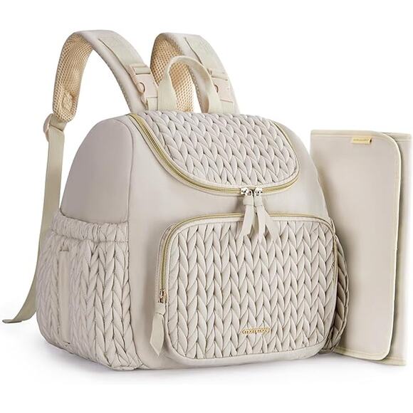 Chic Quilted Diaper Backpack – Luxe Look with Changing Pad - Picture 1 of 6